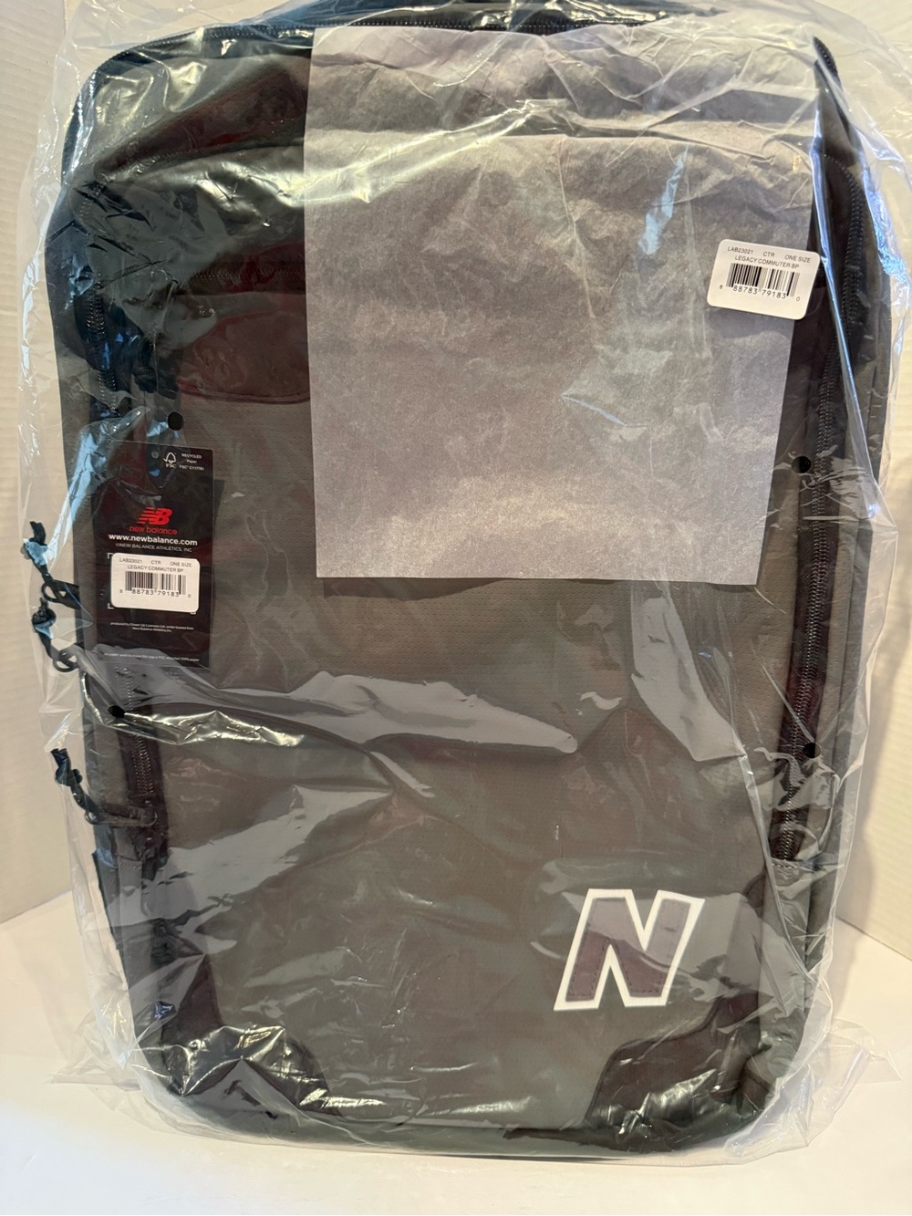 New Balance Black and Red Logo XL commuter backpack
